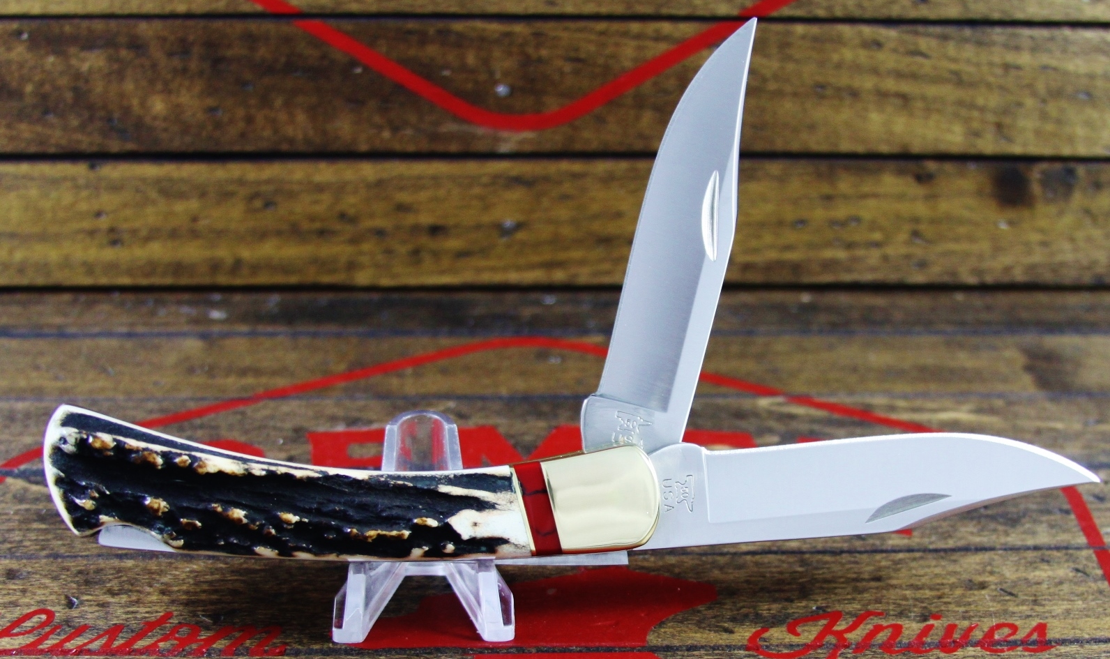 110 Stag Bloody Jasper Double Blade - 3