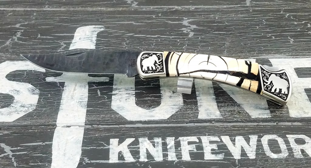 Customized Buck Knife 110 Mammoth End cut Mammoth Engraving Stone