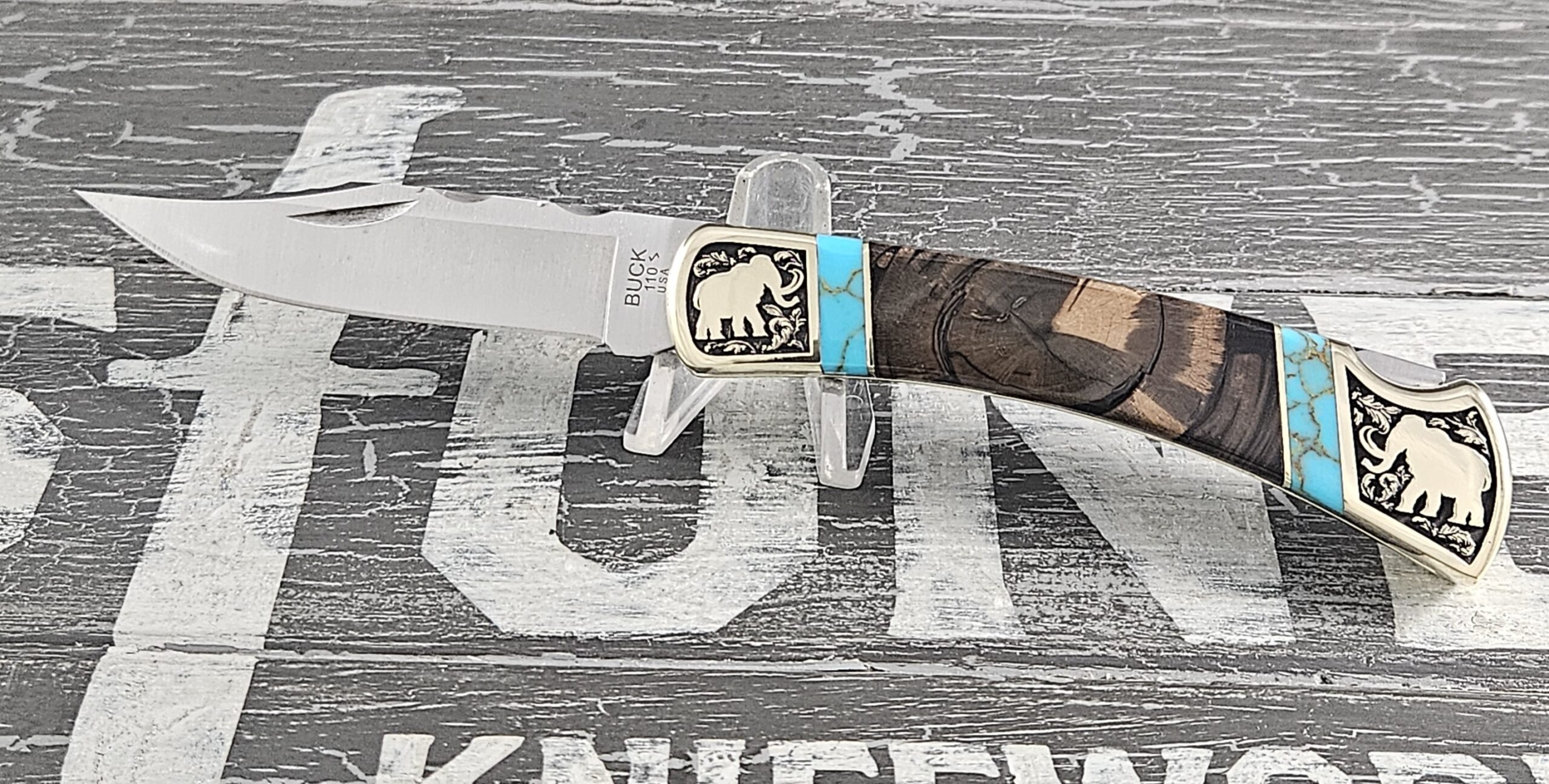 Customized Buck Knife 110 Folding Hunter Mammoth Edition 4