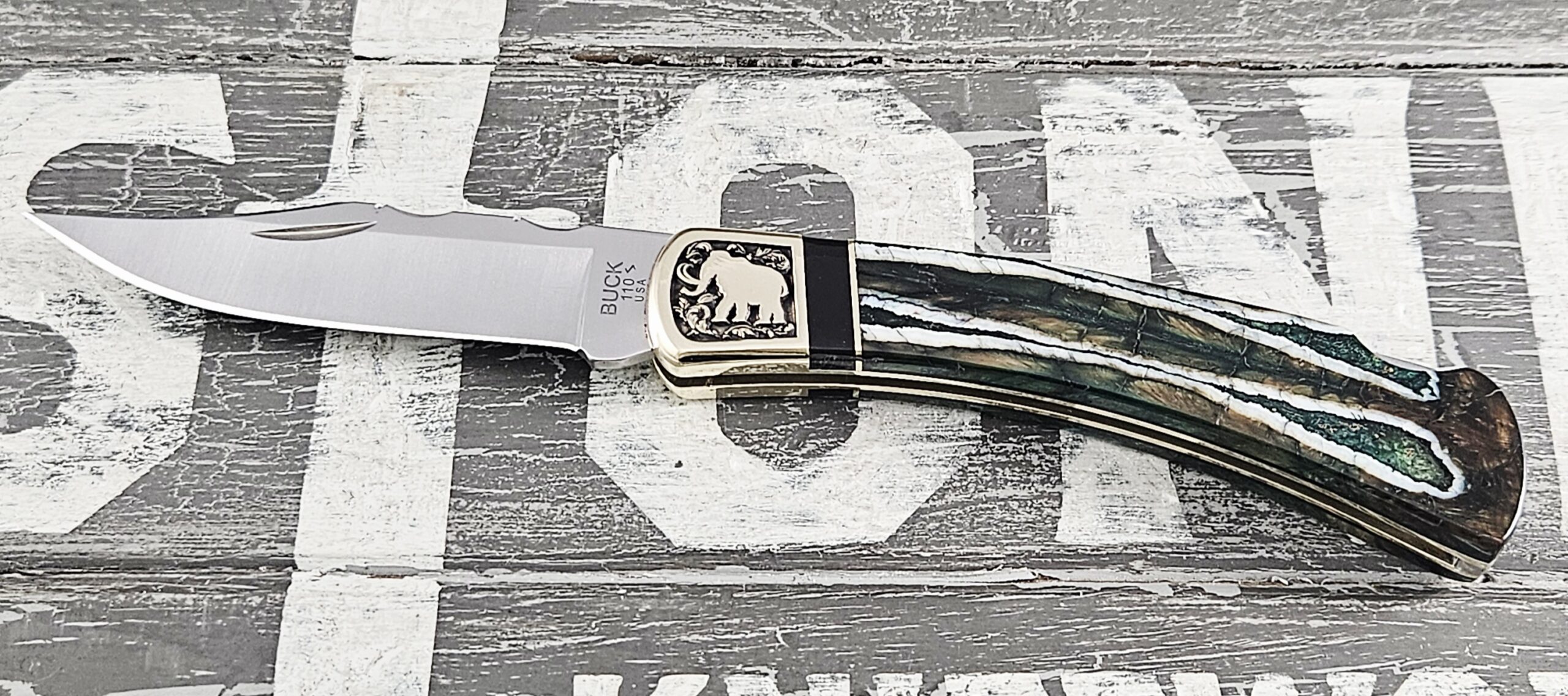 Customized Buck Knife 110 Folding Hunter Mammoth Edition 5